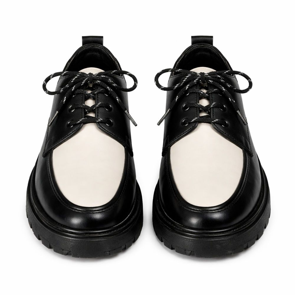 Mens Black and White Plain Toe Formal Shoe